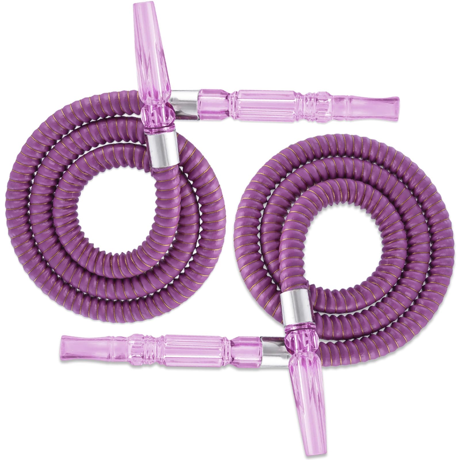 2 Pack Hookah Hose Washable 39 Shisha Hose Acrylic Handle Leather Wrapped Pipe For Small Hookah Set Purple