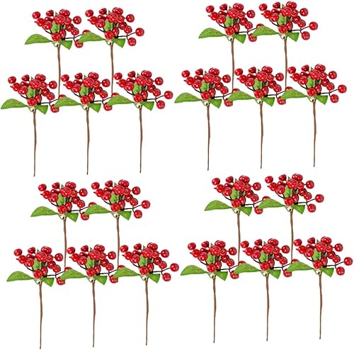 Abaodam 20 Pcs Red Berries Holly Berry Stems Red Berry Twig Winter Holiday Berry Stems Faux Pine Picks Christmas Berry Stems Christmas Berry Picks disponible en Yaxa Peru
