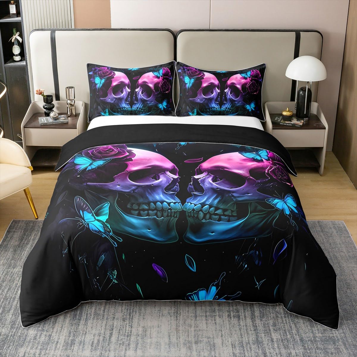 Housse de couette tête de mort rose 155x220 pour sublimer la chambre de votre fille