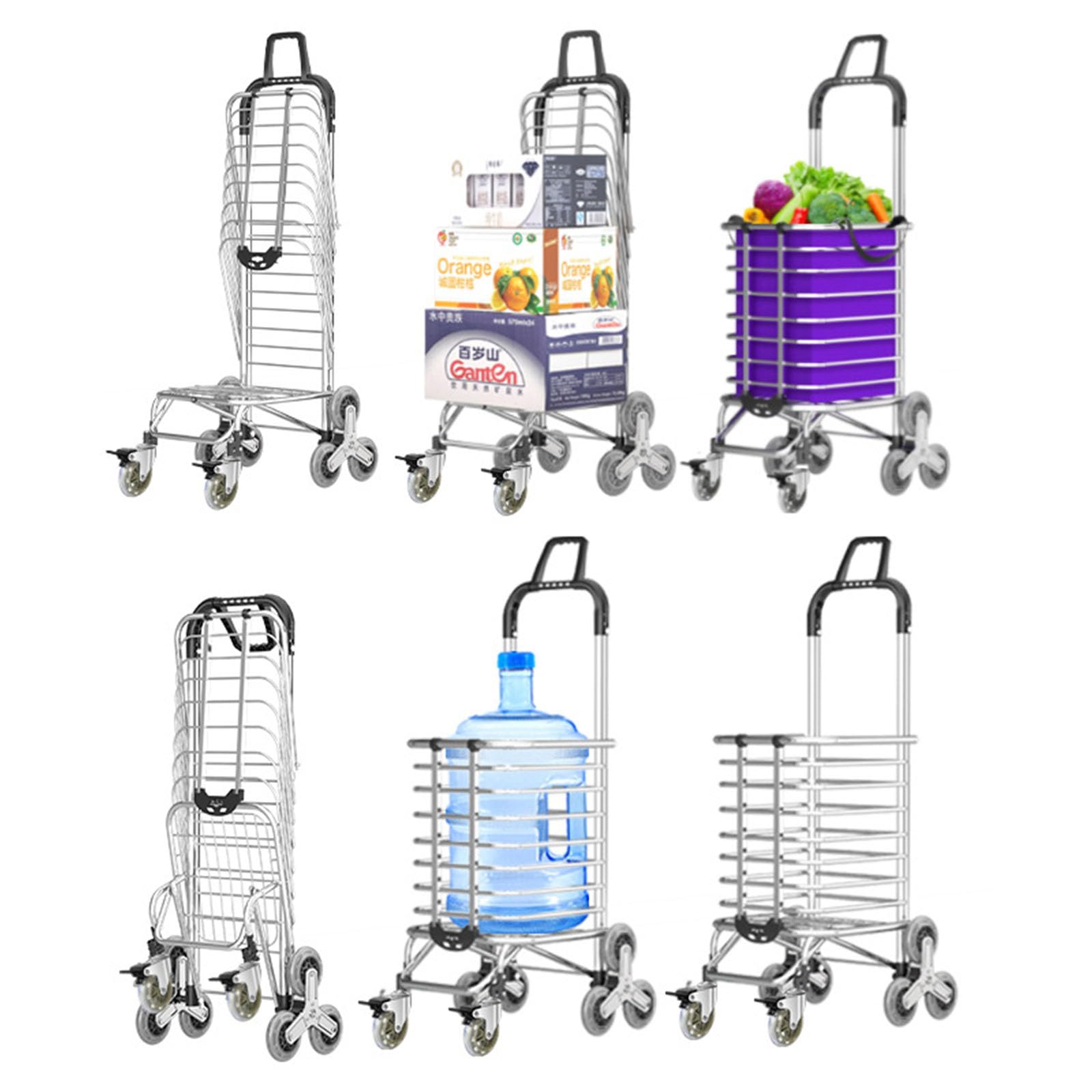 Składany wózek narzędziowy z torbą – pojemność 35 l do transportu żywności, wody, pralni i zapasów, funkcja wspinaczki po schodach dla łatwej mobilności