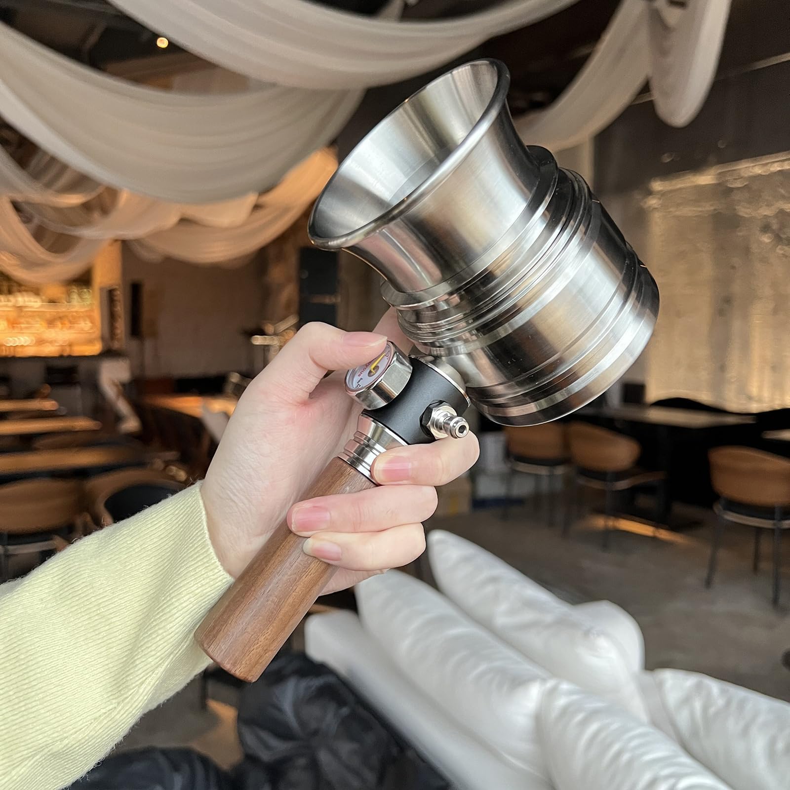 Pneumatyczny ekspres do kawy 58 mm, ręczny ekspres do kawy z manometrem, zdejmowany, do podróży, na kemping, do domu