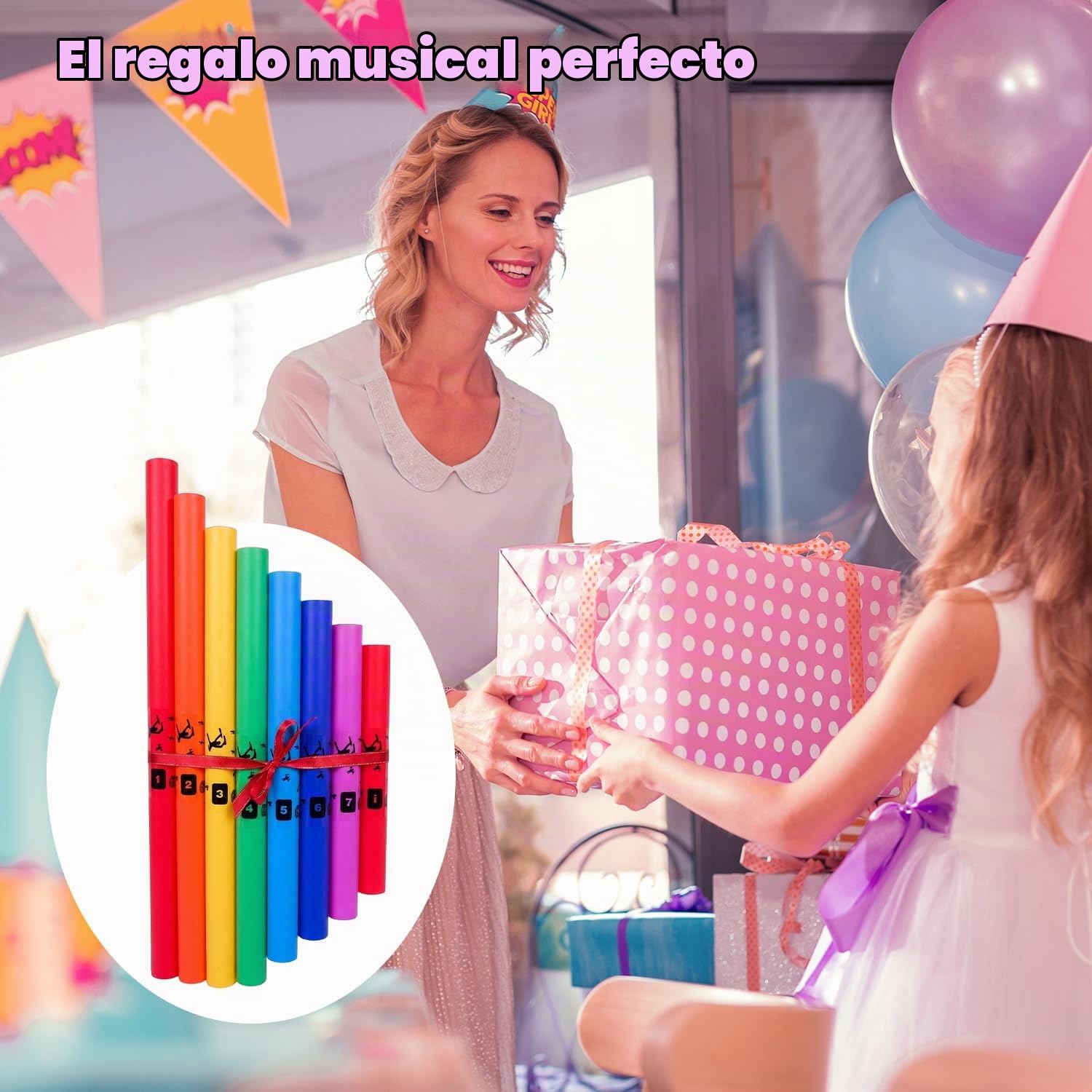 Tissting Juego de 8 Tubos de Sonido Musical de 8 Tonos Coloridos | Kit de Instrumentos de Percusión para Actuaciones en Grupo, Aula, Hogar y Exteriores