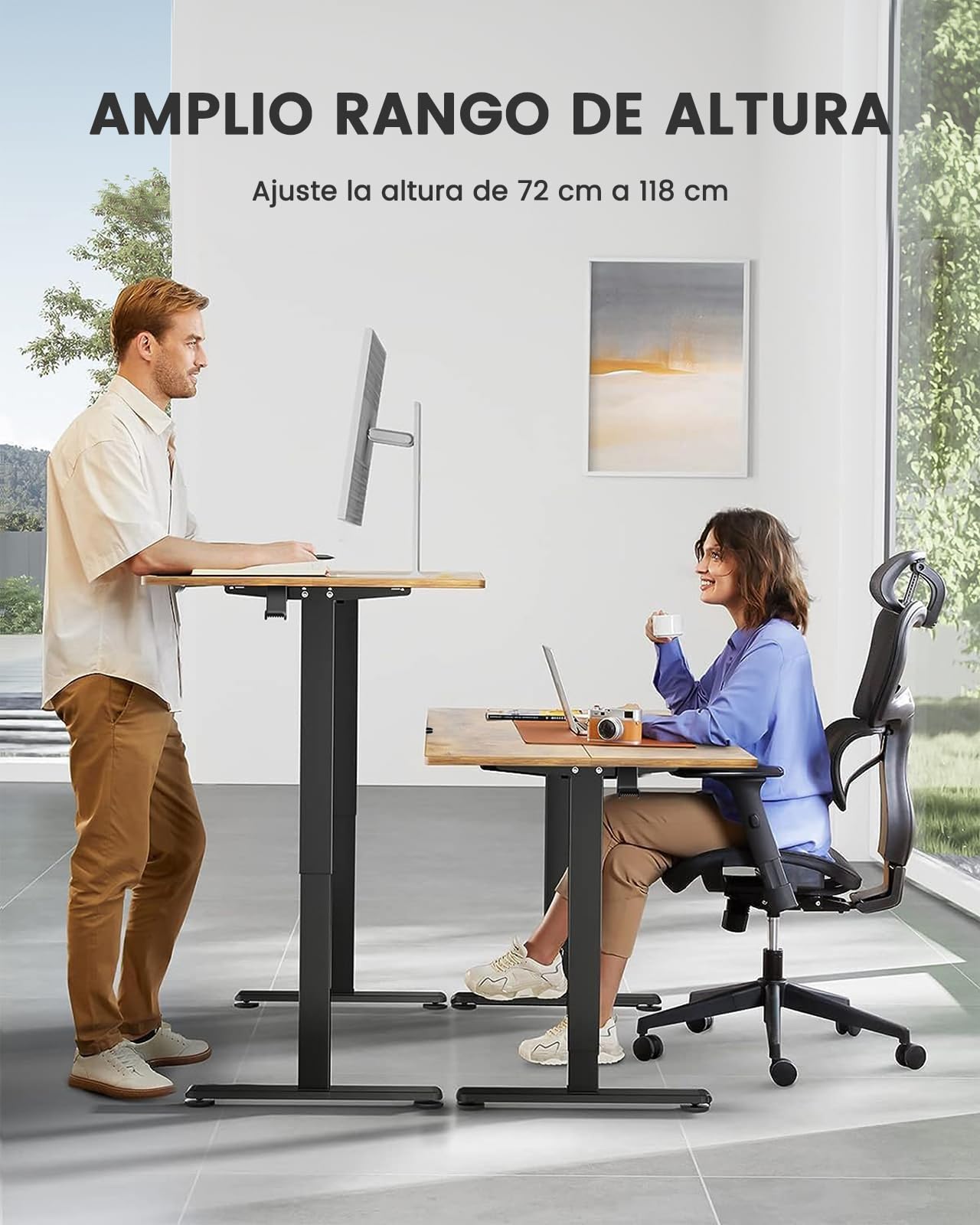 Estructura Mesa Elevable Convertidor Escritorio De Pie 80x40cm - Altura Ajustable 115-500mm, Con Bandeja Para Teclado, Aguanta 15kg Escritorio Elevable Manual