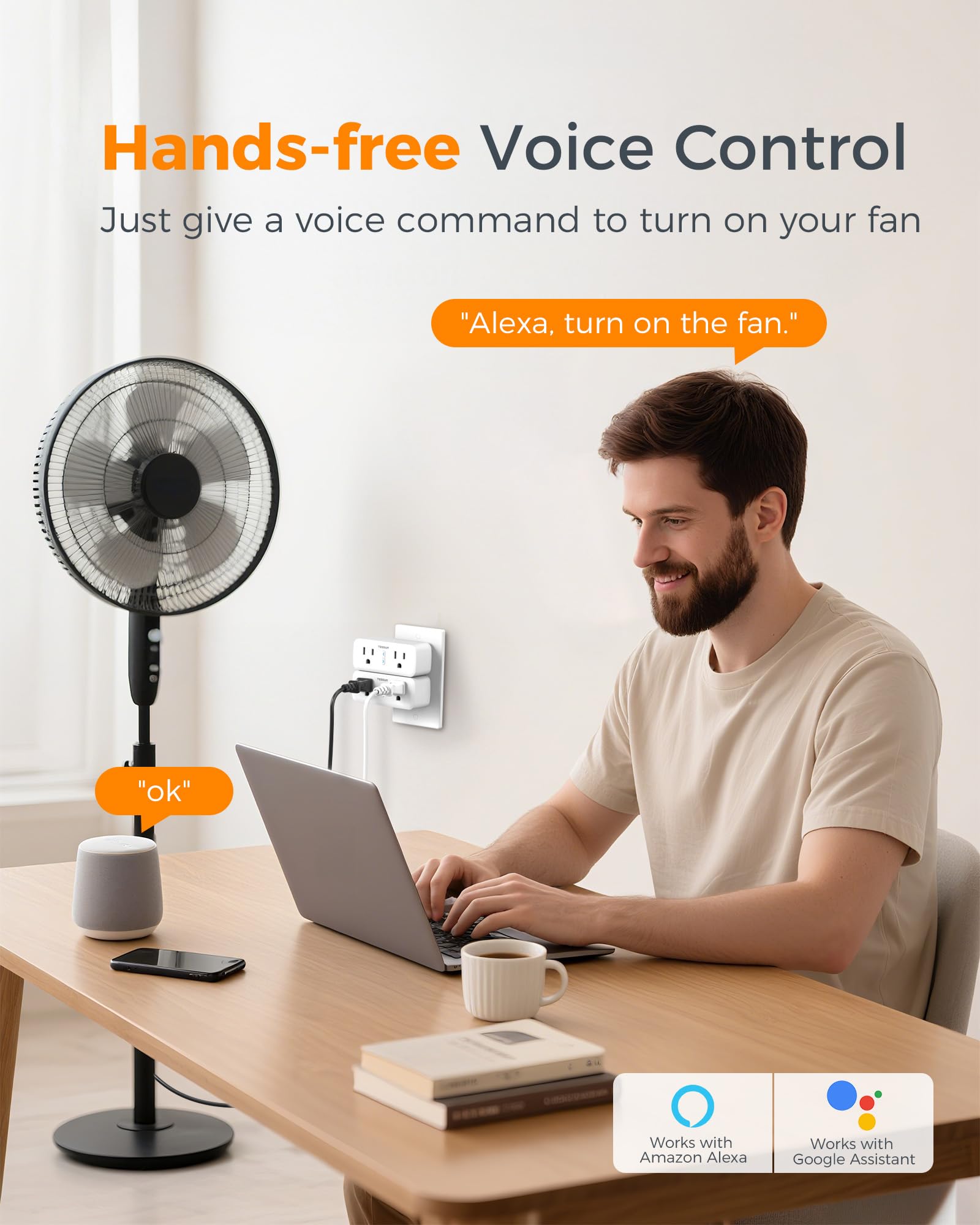 TESSAN 2 Pack Smart Plug WiFi Smart Outlet with Dual Sockets Compatible with Alexa and Google Home Remote — view 3