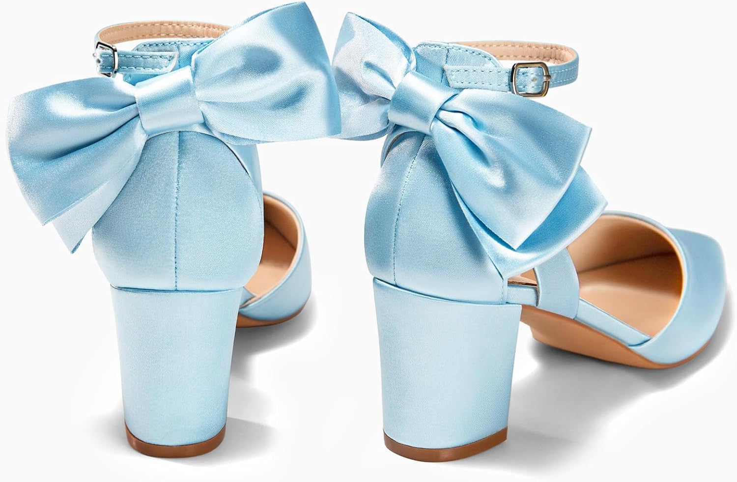 Coutgo Women's Chunky Heels Ankle Strap Pointed Toe Pumps - Image 4