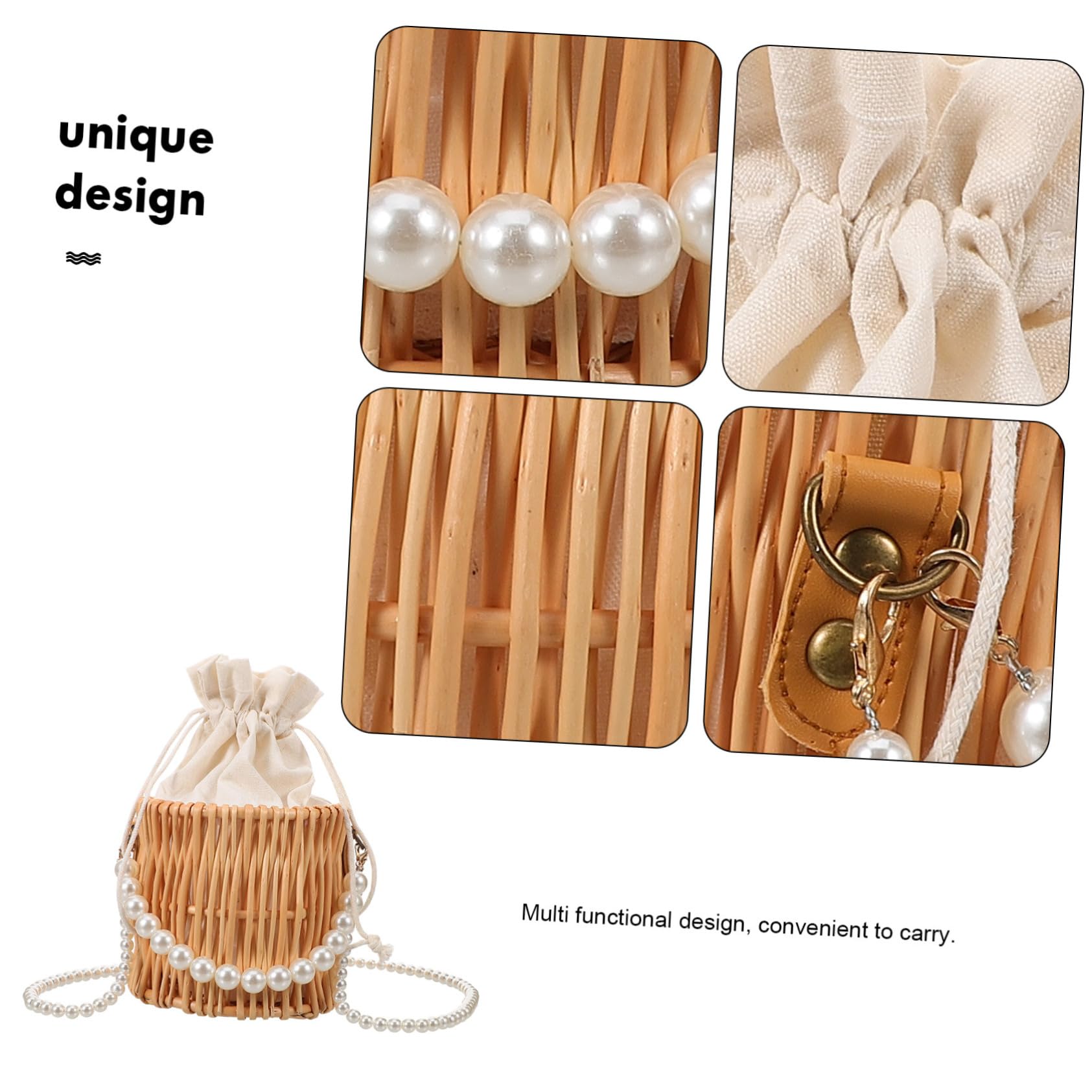 SOIMISS Bolso de ratán billetera bolso de mano bolso de hombro individual Bolso de mimbre de moda bolsa de bolso de hombro para bolso para