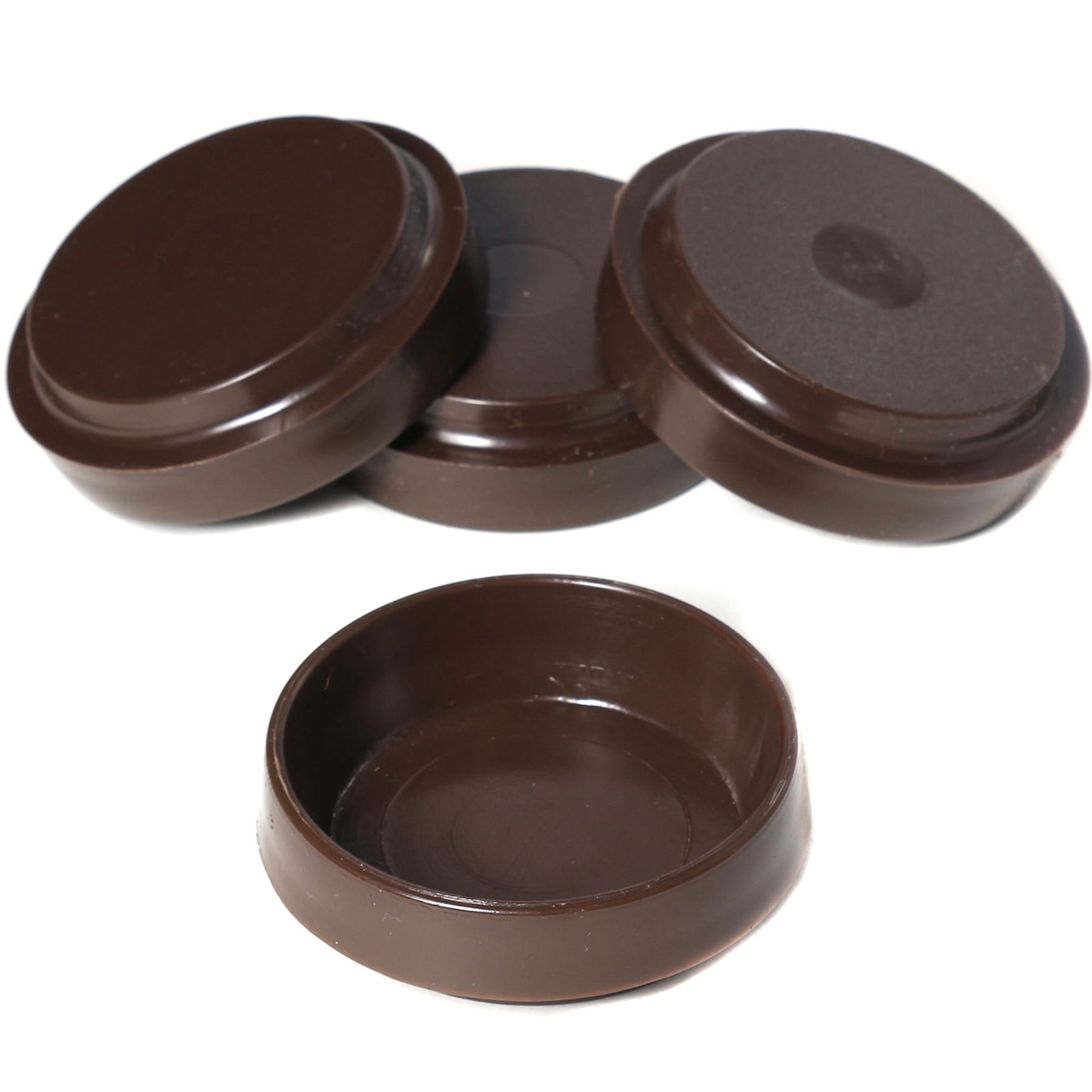 White Hinge 8X Brown Rubber Round Castor Cups 57mm Inner Diameter Non-Slip Floor Protectors for Chair, Sofa, Carpet, Floor