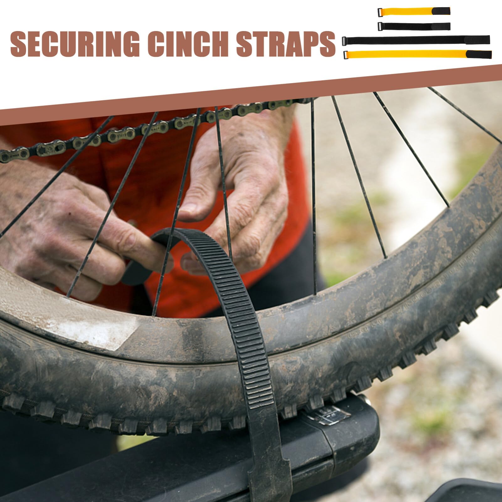 Yardwe 15pcs Adjustable Bike Carrier Straps Wheel Straps for Secure Transport Heavy Duty Cinch for Optimal Stability and Easy Use