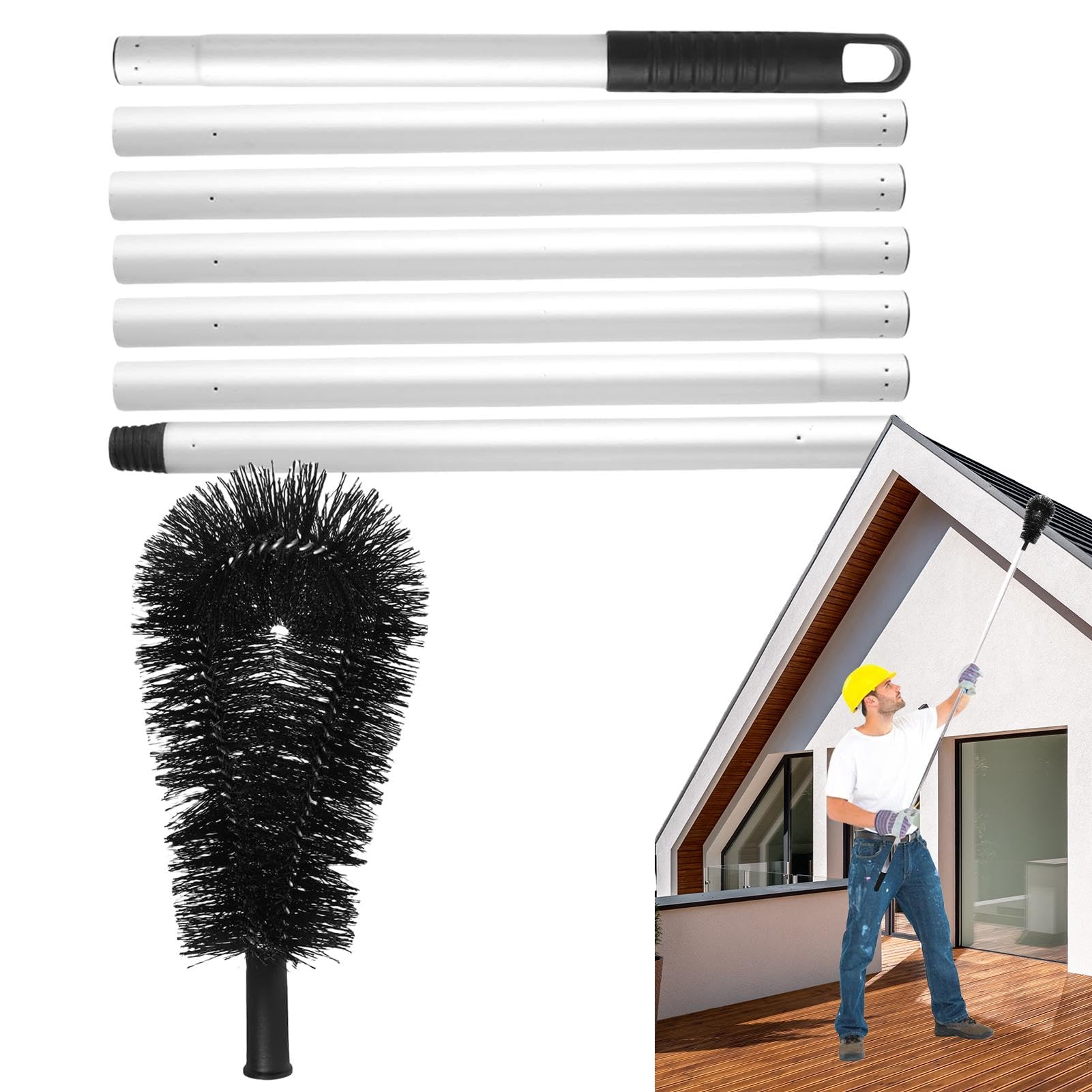 Brosse de nettoyage de gouttière et toit outil portable multifonction