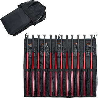 Hanging Bat Bag Caddy with Hanging Hooks,Baseball Bat Holder, Dugout Organizer for Baseball and Softball Teams,Heavy Duty Reinforced Bat Caddy,Baseball & Softball Equipment Bags,Holds 12 bats
