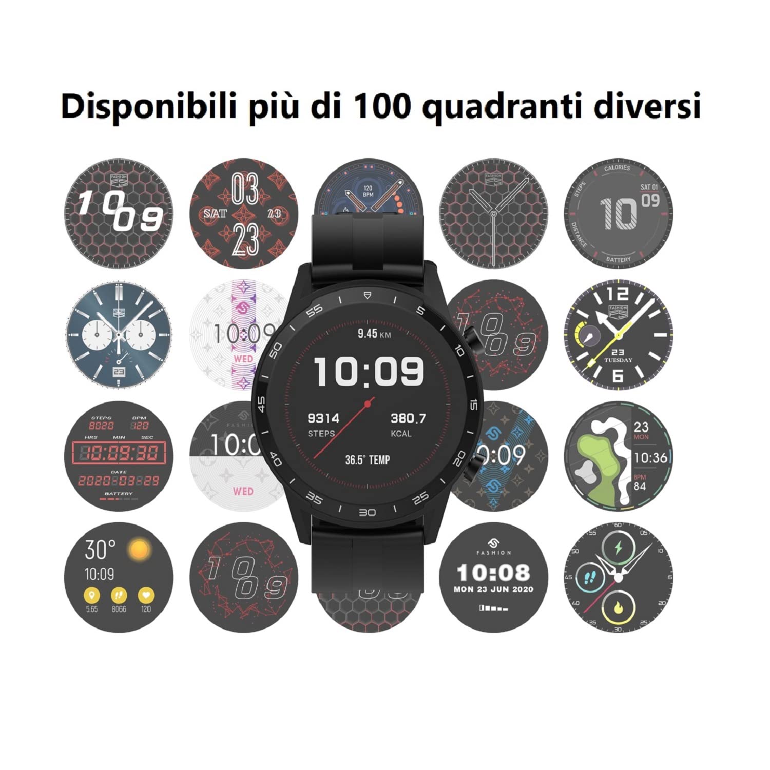 Smartwatch Uomo Donna The Artists Milano, impermeabile IP68, frequenza cardiaca, temperatura corporea, attività sportiva, contapassi e calorie, notifiche social e meteo, batteria a lunga durata