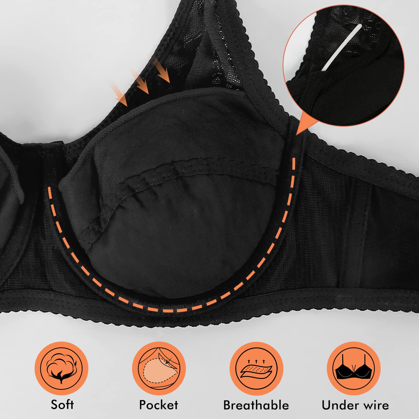 Windsleeping Sujetador Bolsillos para Prótesis Mujeres Mastectomía Travestis