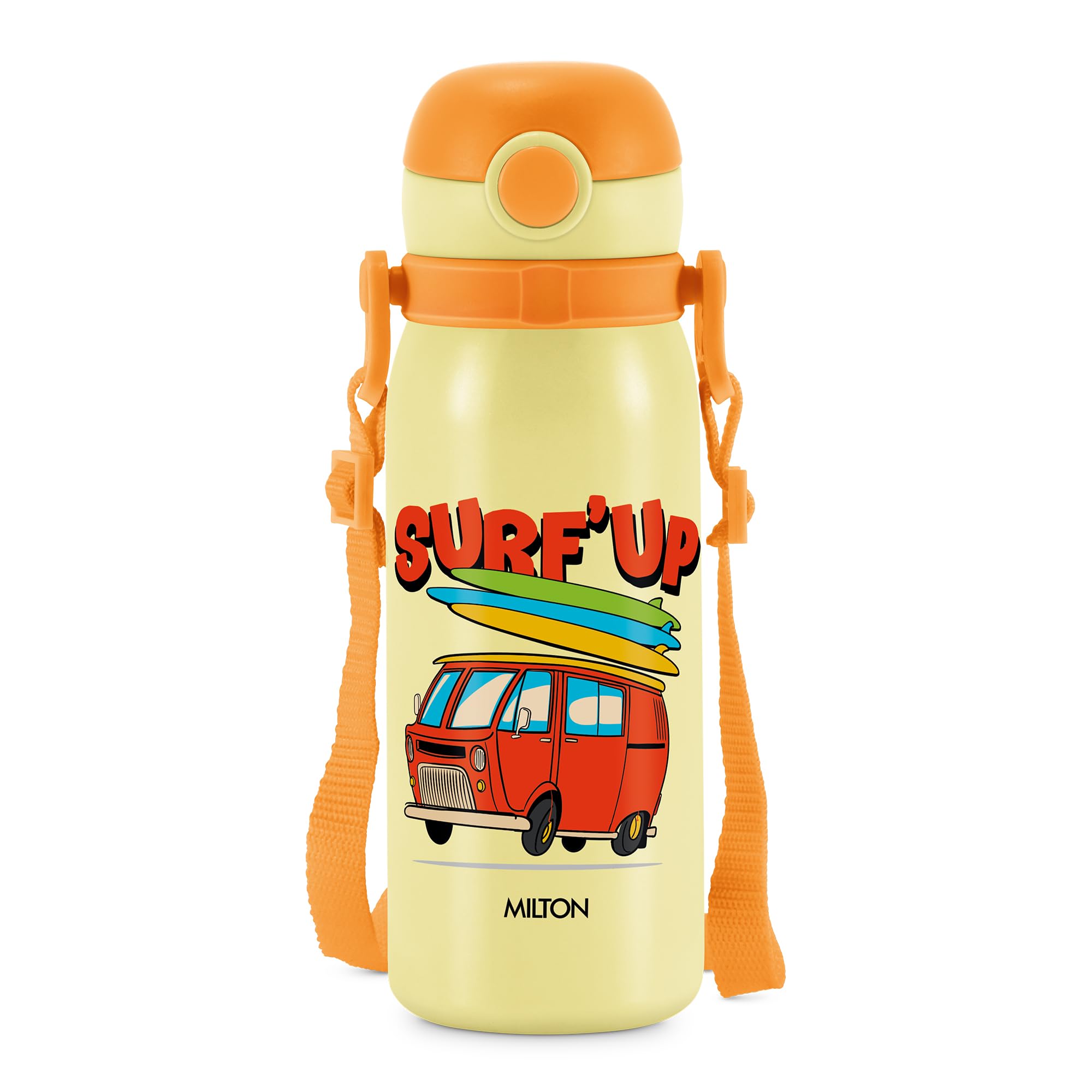 MILTON Torque 650 ISI Certified Stainless Steel Water Bottle, Leak Proof, Rust Proof, Single walled,1 Yr Warranty, Ideal Sipper Water Bottle for School Kids Bottle, 625 ml, Ivory (Surf'Up)