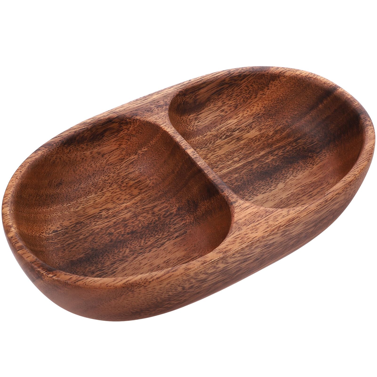 BESPORTBLE Rustic dipping bowl Double compartment bowl decorative wooden bowl, wooden bowl, Handcrafted mixing Bowls for Serving Nuts Desserts Fruits, and Accent Decor Gifts for Any Occasion