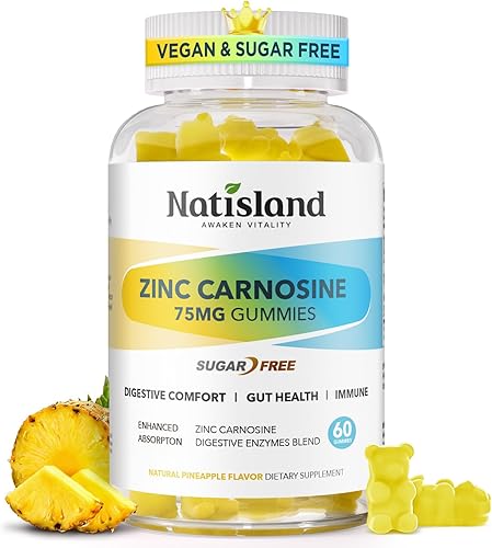 Suplemento de zinc carnosina, zinc carnosina 75 mg para adultos, salud intestinal, función inmunológica y apoyo para la comodidad digestiva, sin