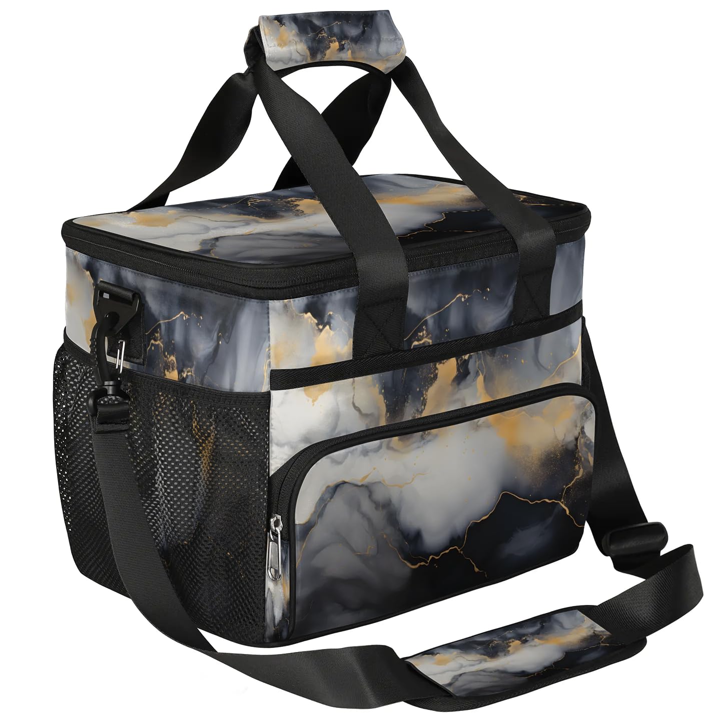 Lunch Box for Men Heavy Duty Insulated Lunch Bag for Women Abstract Black Marble Lunchbox for Adults Lunch