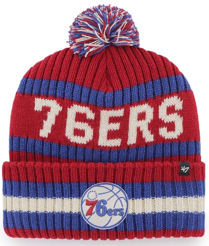 47 NHL Unisex-Adult Team Color Officially Licensed Primary Logo Bering Sport Knit Cuffed Pom Beanie Cold Weather Hat