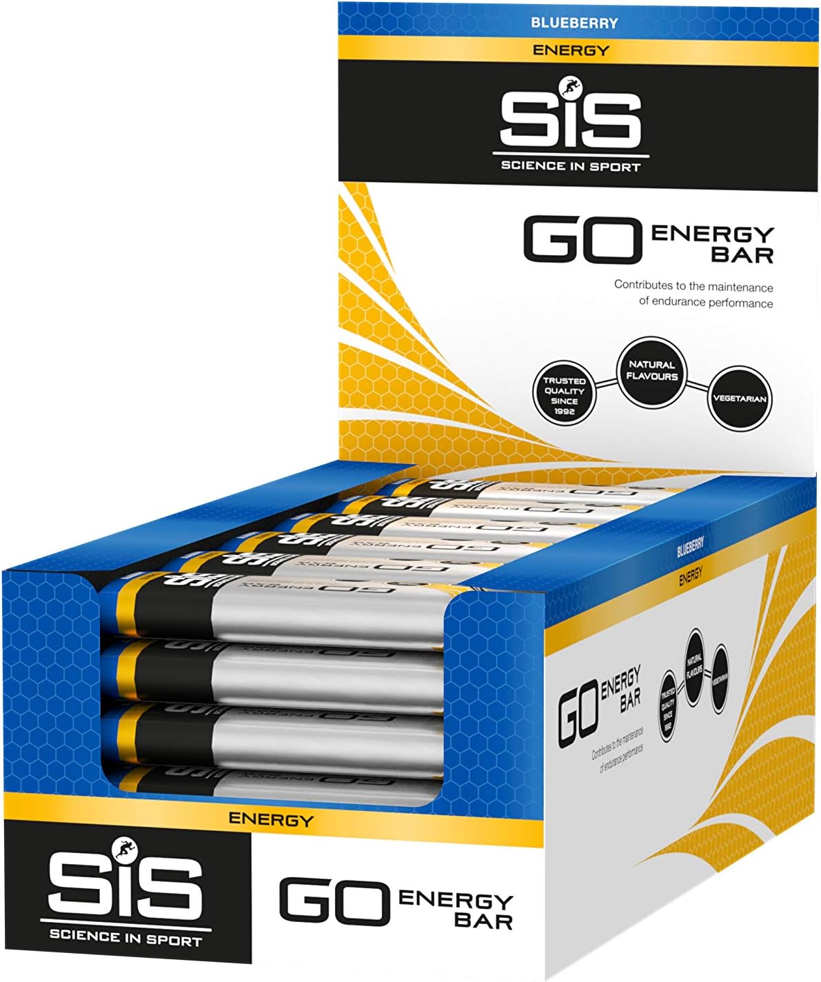 SIS Go Energy Bar, High Carb, Fruit Infused Energy Bar, Blueberry Flavour (30 Packs)