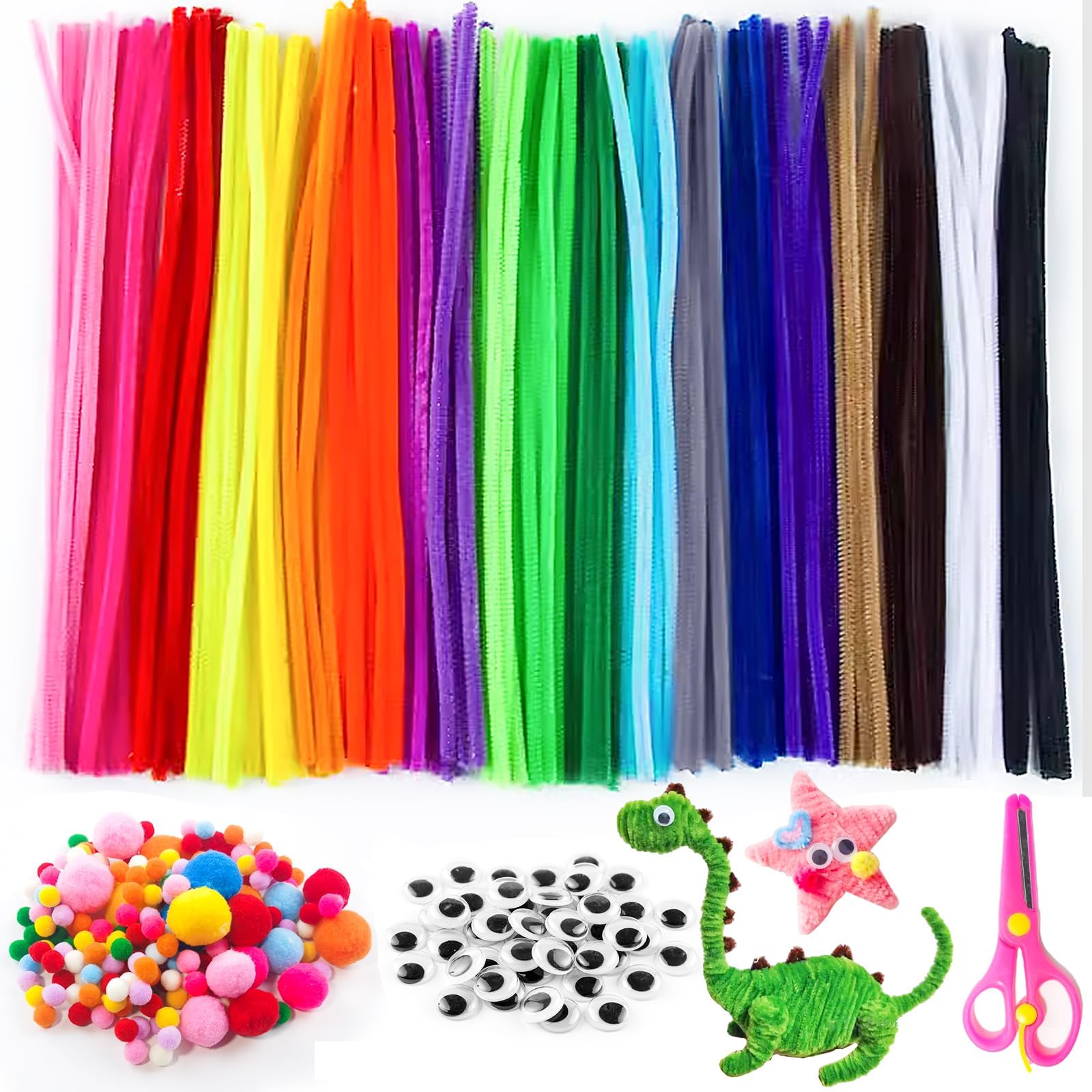 Hohopeti Lot De 500 Cure-pipes Multicolores En Chenille Avec