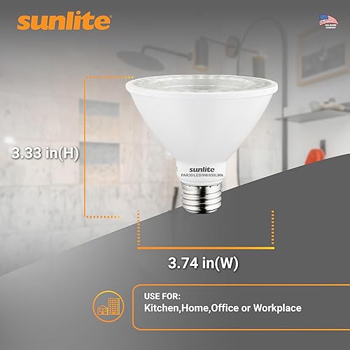 Miniatura 3 de Sunlite Bombilla LED PAR30S, 10 W (equivalente a 75 W), regulable, blanco cálido de 3000 K, 750 lúmenes, base media (E26), uso en interiores,