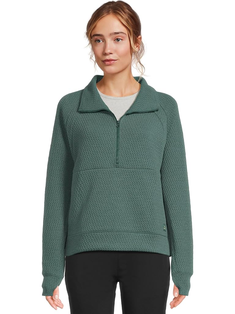 Green L.L.Bean Ridgeknit Half Zipper Pullover