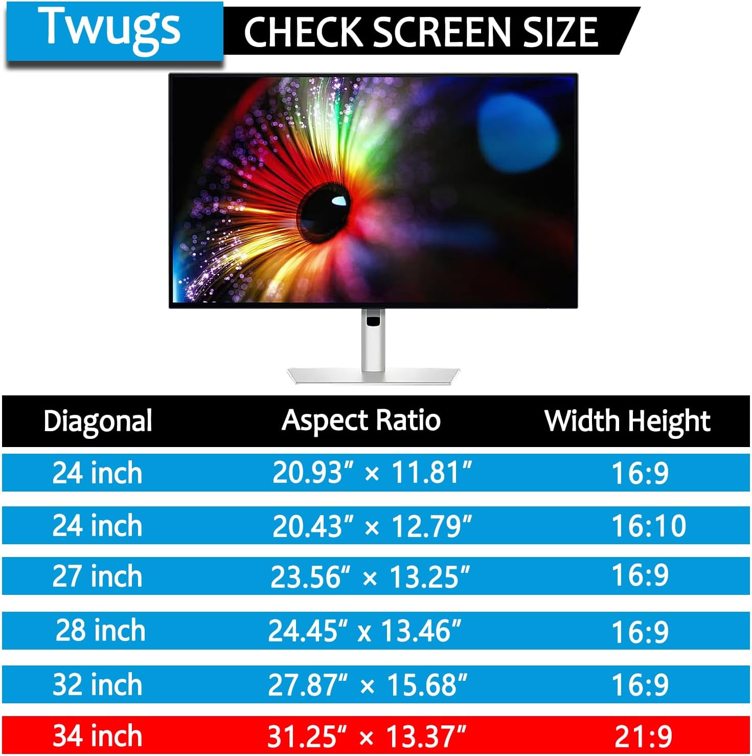 [2 Pack] 34 Inch Computer Privacy Screen for 21:9 Aspect Ratio Widescreen Monitor, Eye Protection Anti Glare Blue Light Filter Shield, Removable Anti-Scratch Anti Spy Protector