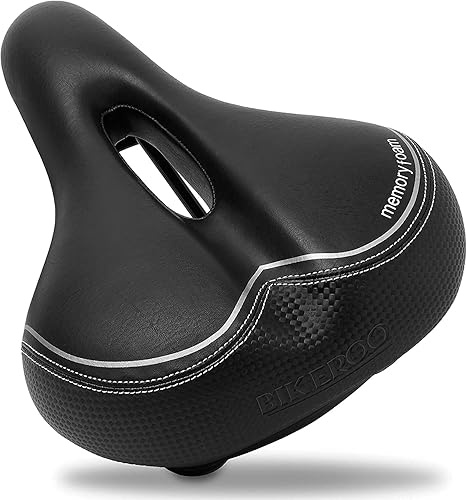 Miniatura 10 de Bikeroo Asiento de bicicleta de ejercicio para asiento de bicicleta para mayor comodidad, cojín ancho acolchado cómodo para hombres y mujeres,