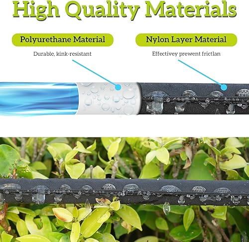Miniatura 4 de LINEX Manguera plana de jardín de 50 pies para camas de jardín, 12 pulgadas x 25 pies, paquete de 2 mangueras de riego por goteo que ahorran agua un