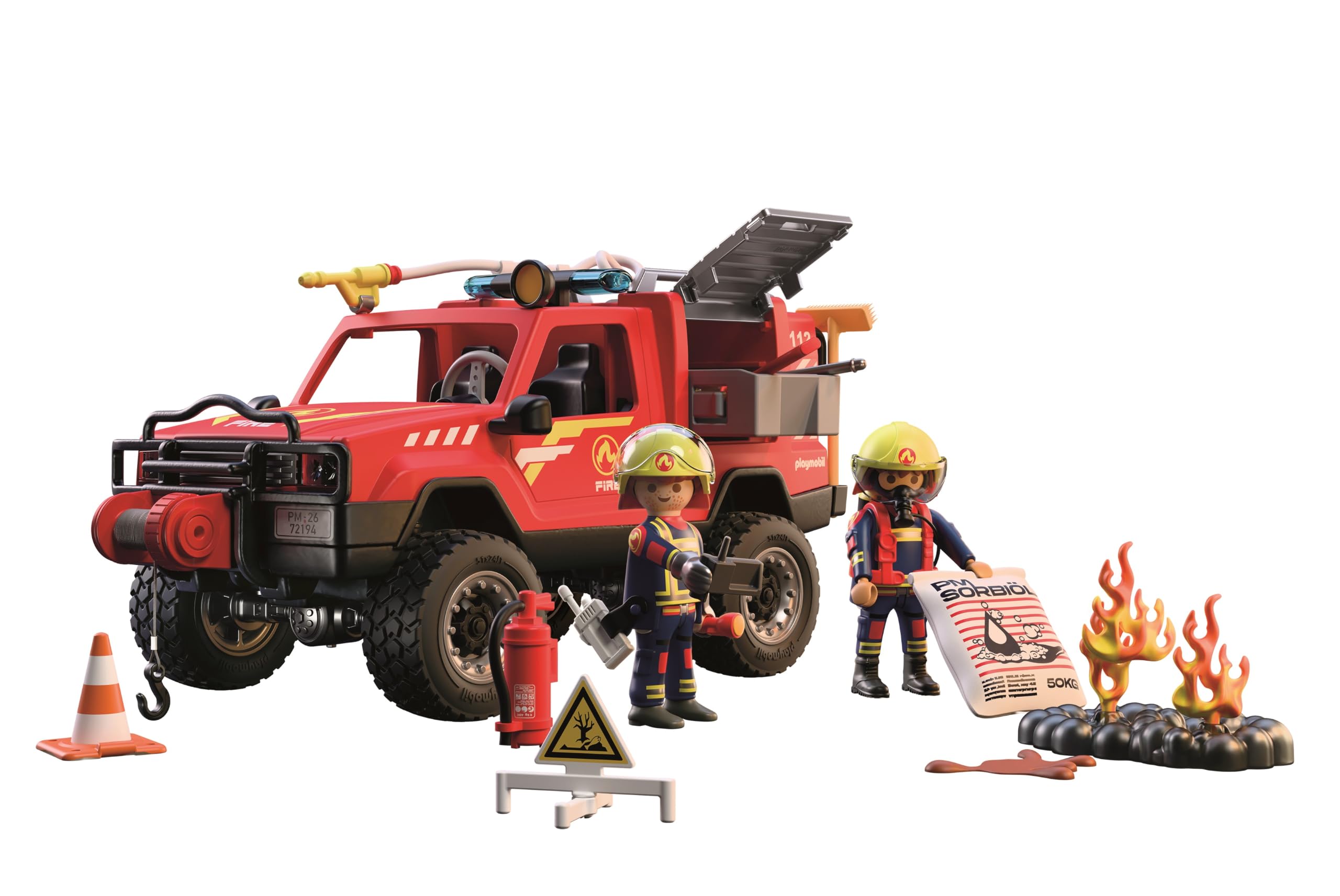 PLAYMOBIL | City Action | Feuerwehr‑Pickup | Geländegängiges Einsatzfahrzeug mit echter Wasserspritzfunktion, Seilwinde & viel Zubehör | Für Kinder ab 4 Jahren | 72194