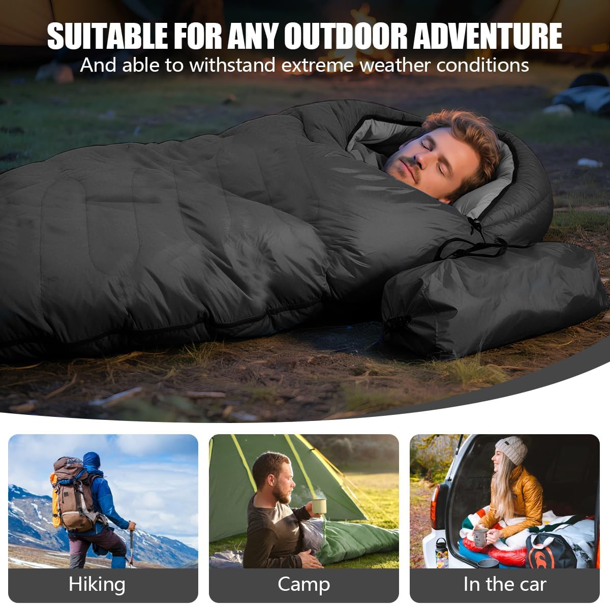 OBTANIM Sleeping Bags Portable Waterproof Camping Sleeping Bag for Adults Kids 4 Seasons Cold Weather or Warm Backpacking Hiking Travel Indoor Outdoor Use