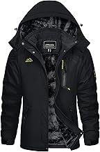 KEFITEVD Women's Skiing Jacket Windproof Waterproof Coat Winter Warm Fleece Hiking Jacket Outdoor Raincoat with Detachable Hood