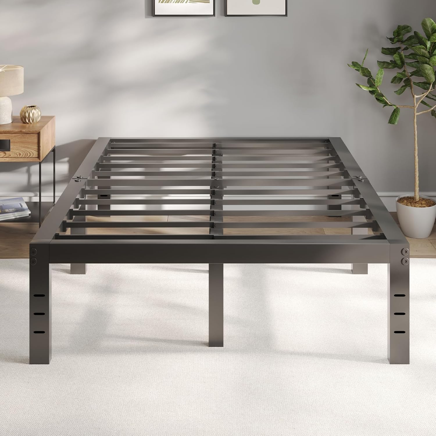 Novilla Bed Frame Full Size, 14 Inch Simplicity Metal Platform Full Size Bed Frame with Underbed Storage, No Box Spring Needed, Heavy Duty Steel Slat Support, for Bedroom, Guest Room, Noiseless 14 Inch Full Dark Black