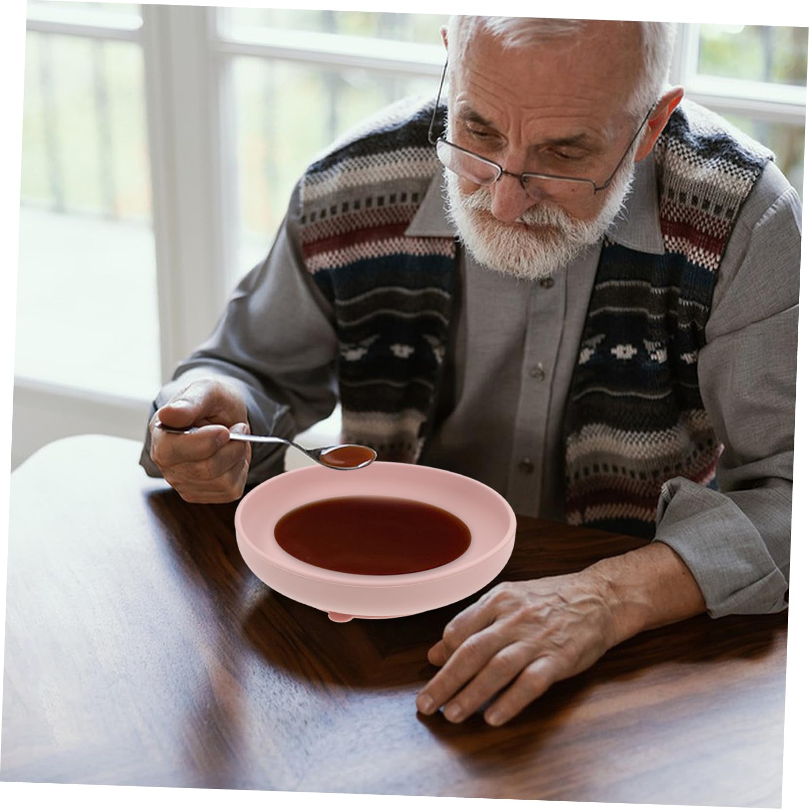 Anneome Plato de Silicona Antideslizante con Base de Ventosa para Personas Mayores y Discapacitadas, Vajilla Estable y Práctica para Alimentación Autónoma