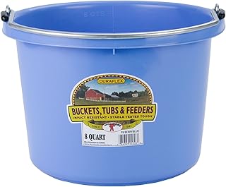 Miller Manufacturing P8BERRYBLUE Plastic Round Back Bucket for Horses, 8-Quart