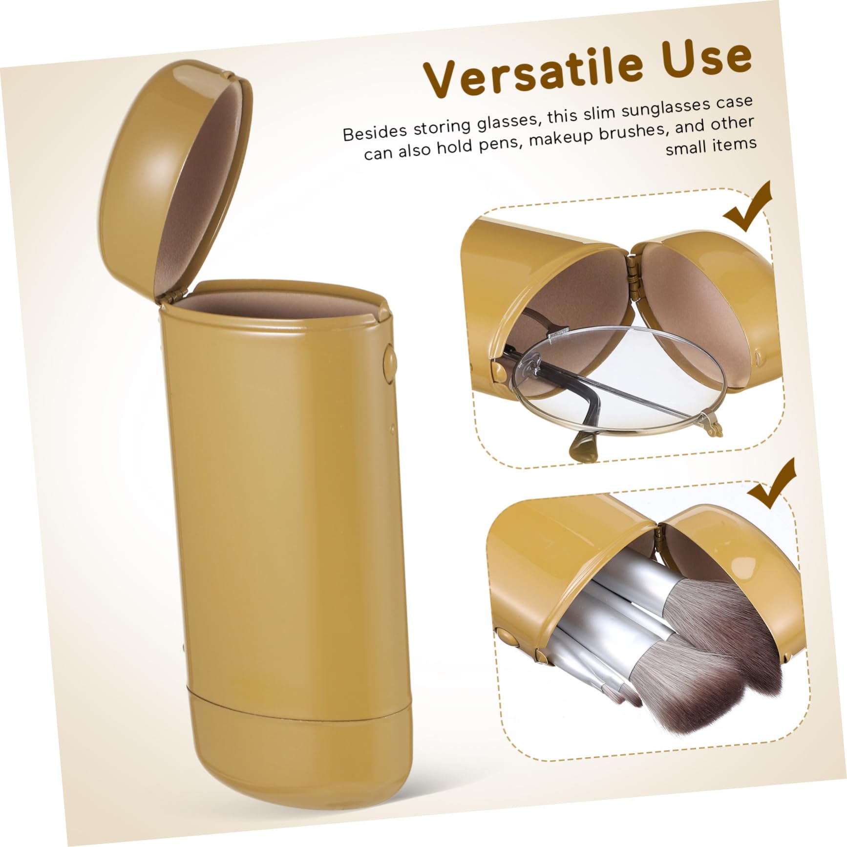 VALICLUD Custodia Rigida per Occhiali Slim in Metallo Beige | Profilo Elegante e Compatto, Uso Versatile, Protezione Leggera per Uomini e Donne
