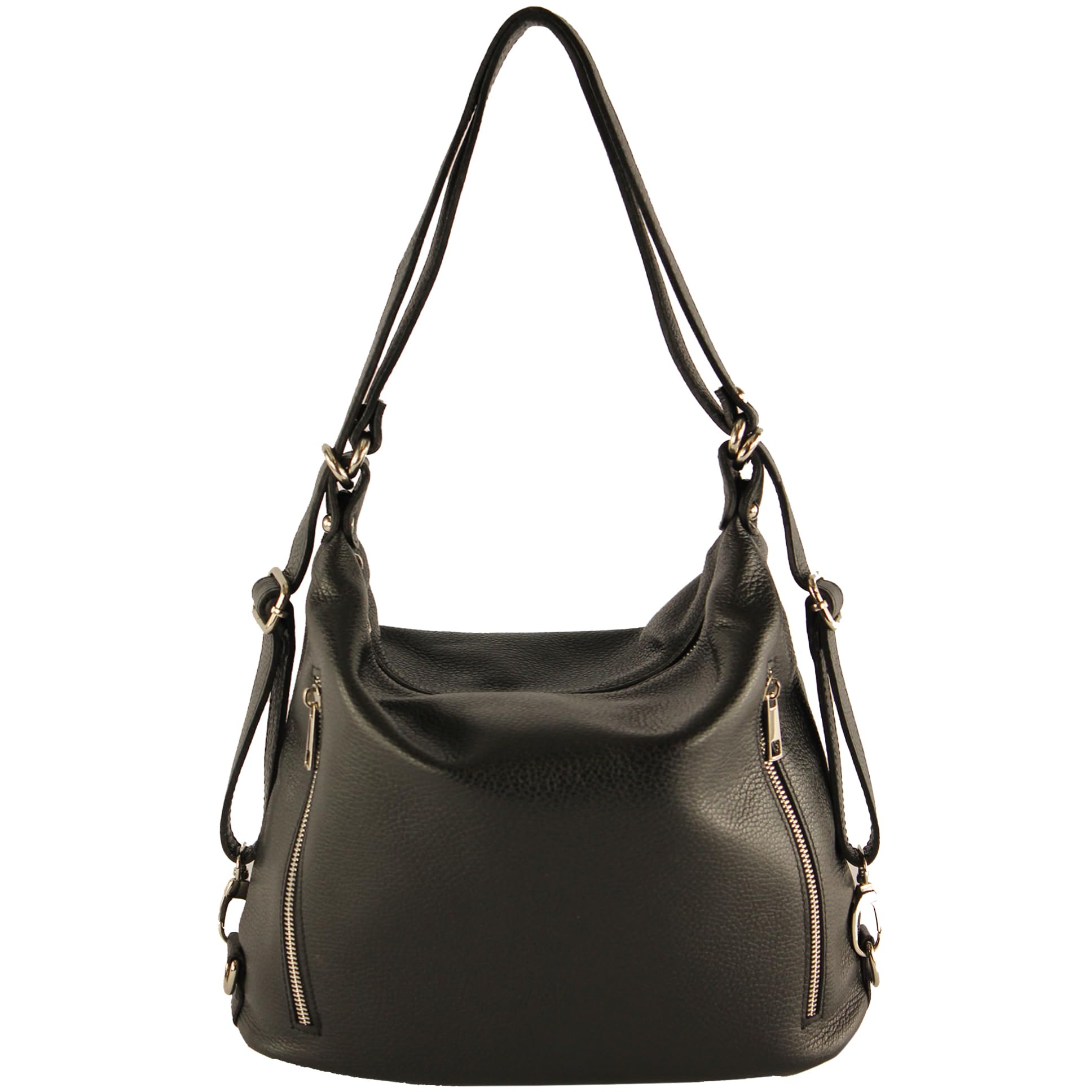 modamoda de T249 Damen Leder Rucksack Schultertasche 2in1, handmade in Italy