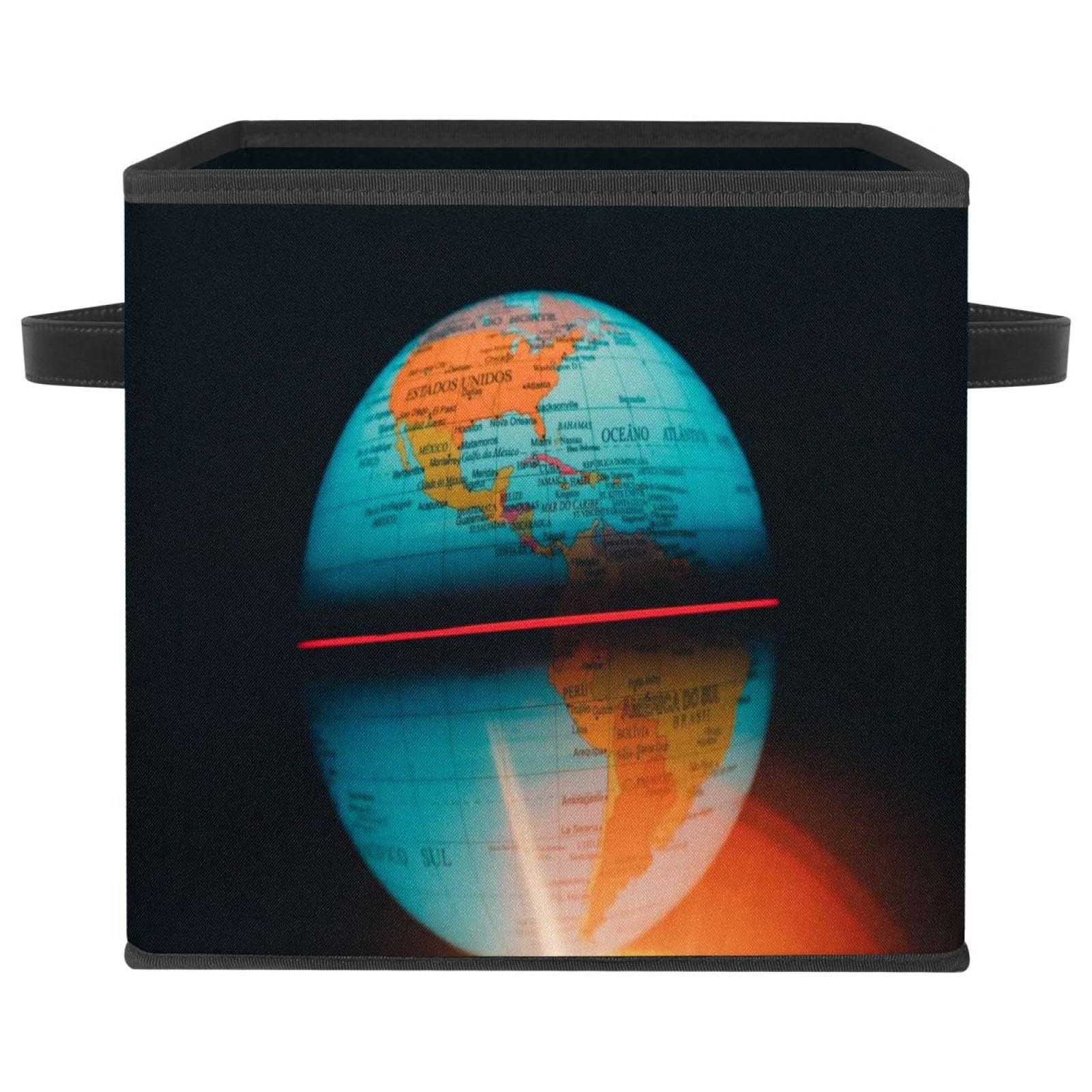Boîte de rangement cube pliable motif globe terrestre pour ranger le placard