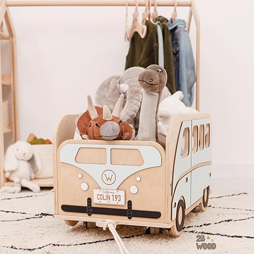 Miniatura 7 de Personalized Kids Toy Storage Organizer - Wooden Toy Box for Boys with Wheels Baby Furniture - Playroom Decor Nursery Storage for Kids Room Book -