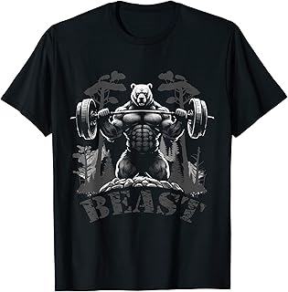 Gym Bodybuilding / Fitness Workout Beast Bear with Dumbbell T-Shirt