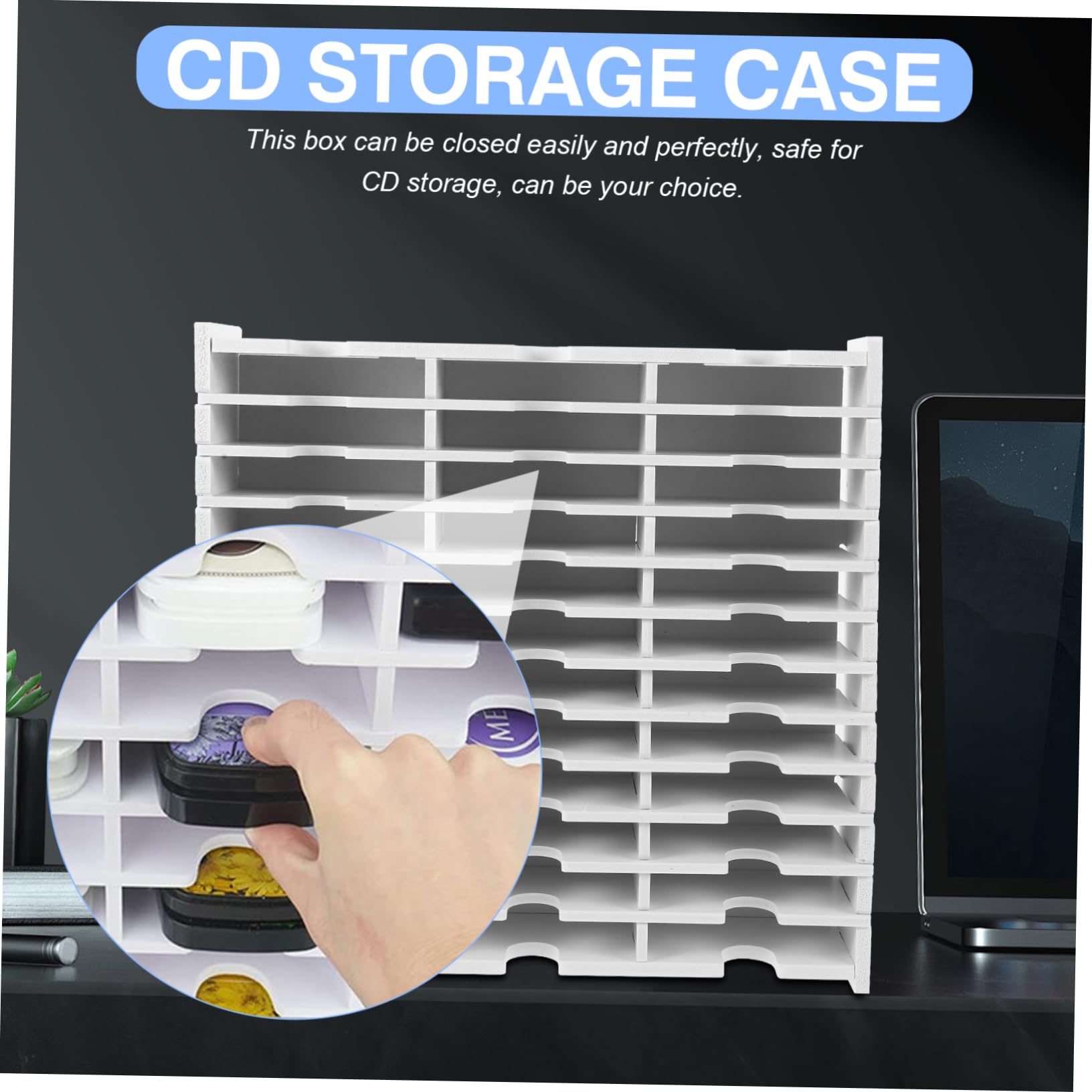 Scatola Porta Oggetti per CD e Dvd in Pvc Bianco, Scatola di Immagazzinaggio Resistente che Protegge i Dischi Riducendo Collisioni e Schiacciamenti, come Regalo