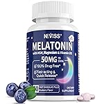 NEVISS Melatonin 50 mg for Adults - Extra Strength 9-in-1 Fast Dissolve Sublingual - High Dose with Magnesium Glycinate, Vitamin D3, Ashwagandha, Lemon Balm, Chamomile, Sugar Free, Vegan,60 Tablets