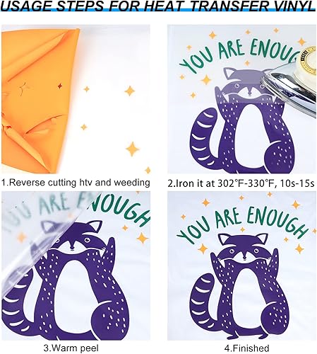 Miniatura 10 de Vinilo HTV - Vinilo de transferencia de calor de 12 pulgadas x 35 pies, vinilo morado para planchar, vinilo adhesivo brillante para Cricut y Cameo,
