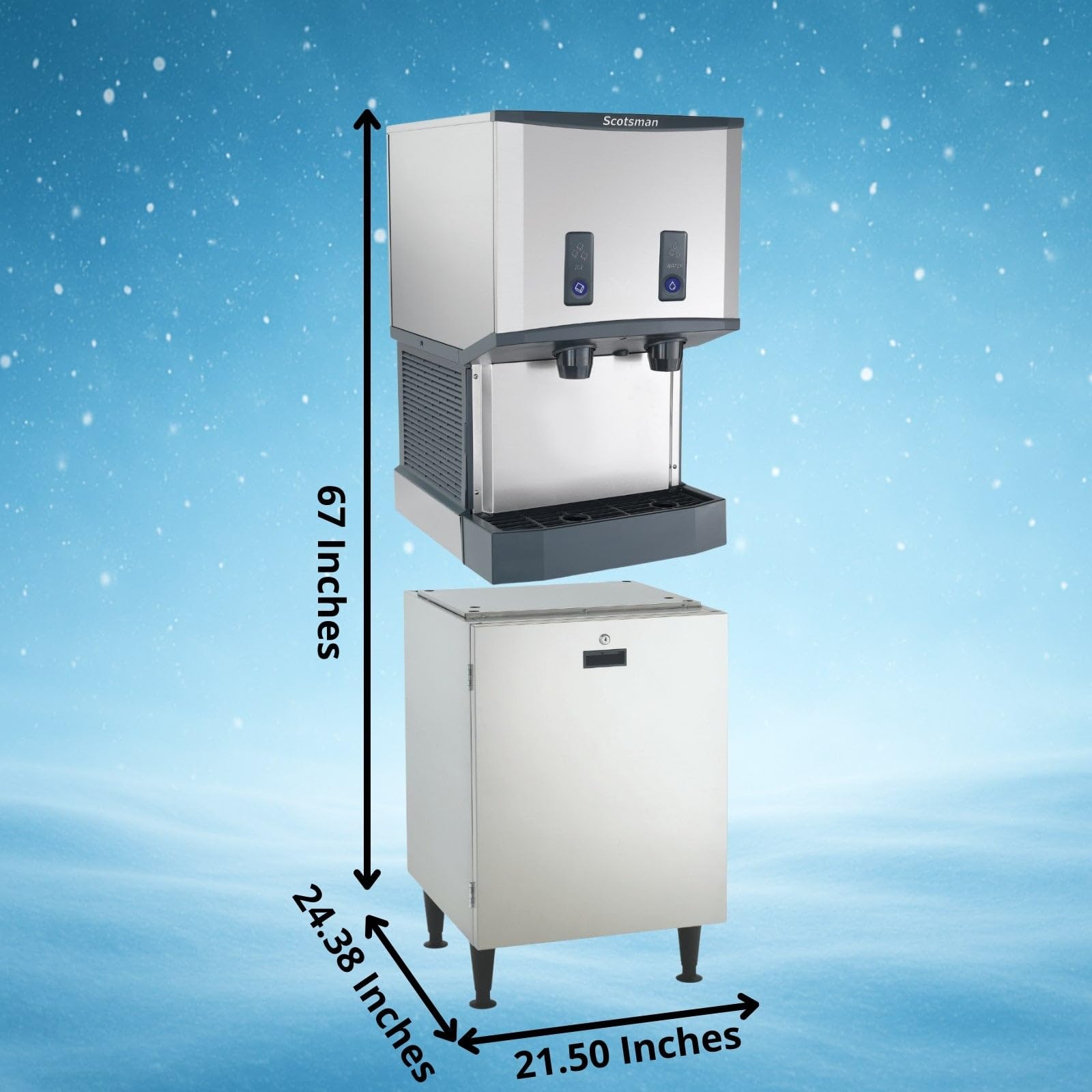 Scotsman Meridian Push-Button Countertop Nugget Ice Maker & Water Dispenser - 500 lb/Day, 25 lb Storage Bin, Stand w/Door on Fridge.com