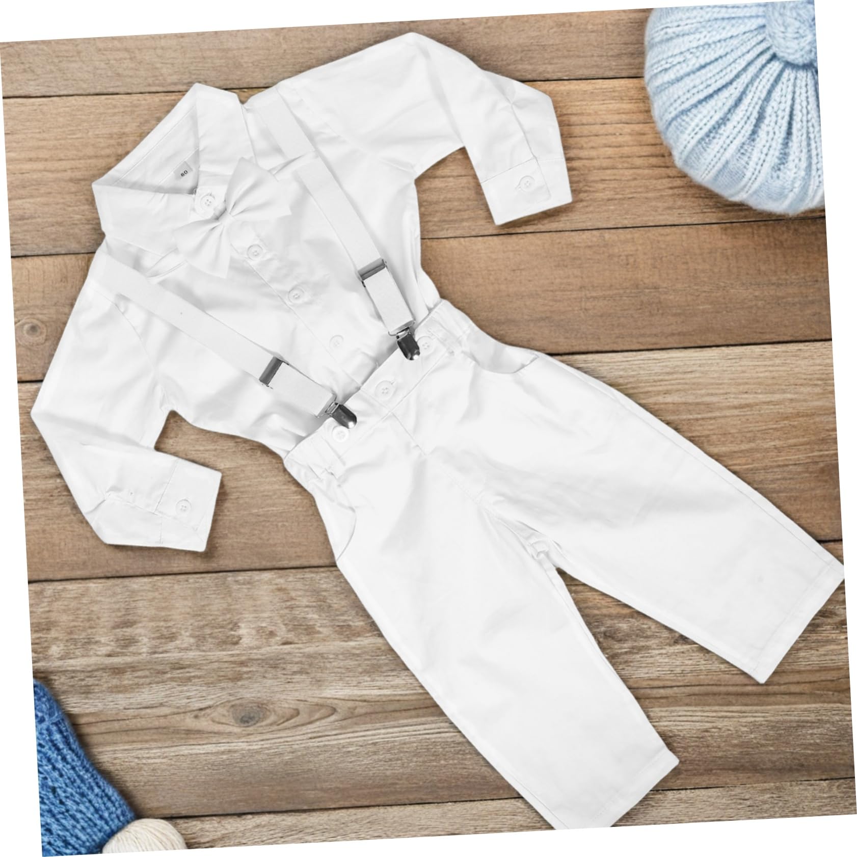 Boy Gentleman Outfit con Camicia Maniche Lunghe e Pantaloni con Bretelle Formale per Traspirante e Cuciture Resistenti per Cerimonie