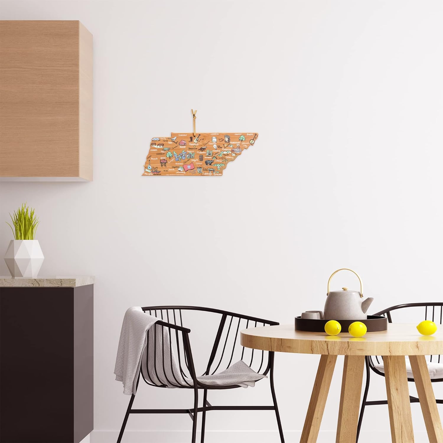 Totally Bamboo Tennessee State Shaped Cutting Board and Charcuterie Serving Platter with Artwork by Fish Kiss, Includes Hang Tie for Wall Display - Image 4