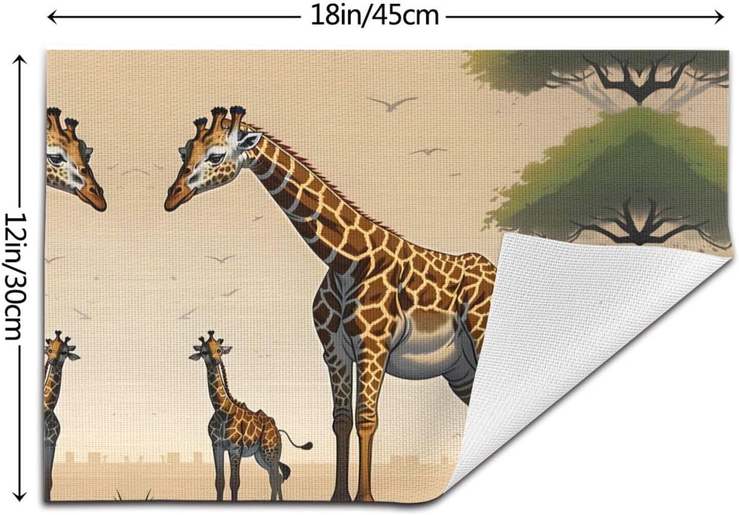 Poezjzwmother and Child Giraffe Place Mats, PVC Table Mats Set of 6 Indoor Placemats Washable Non-Slip Heatproof for Dining Table Fabric