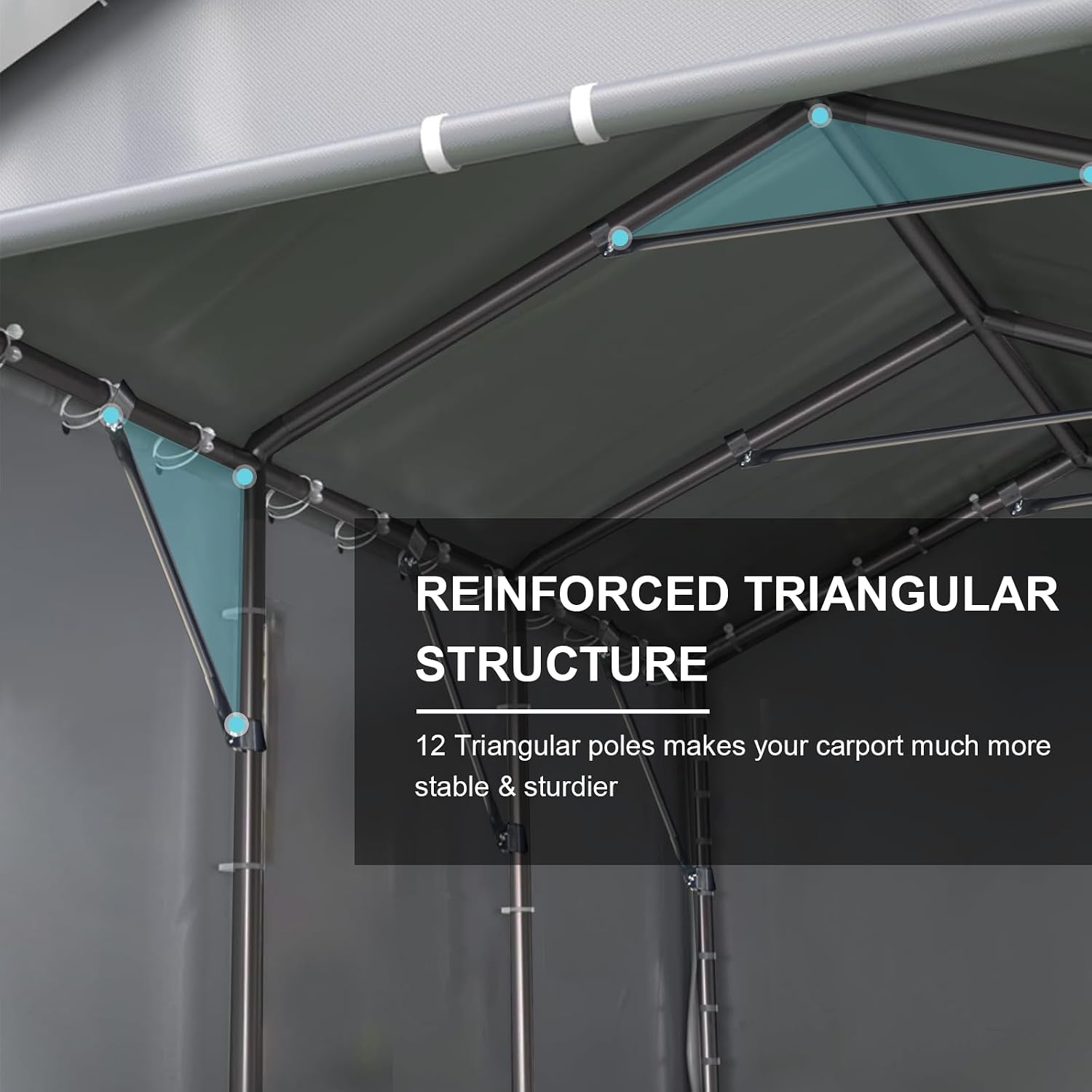 Carport, 10x20ft Heavy Duty Car Port, Portable Garage with Steel Frame, Carports Canopy Storage Shed Party Tent with Waterproof Tarp for Car Boat Truck (Grey)
