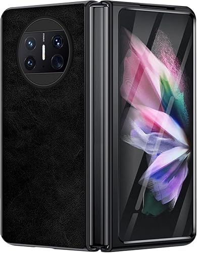 KVIBEO Funda para Huawei Mate X3, funda de piel delgada antideslizante a prueba de golpes con protección de cámara ligera antihuellas, color negro