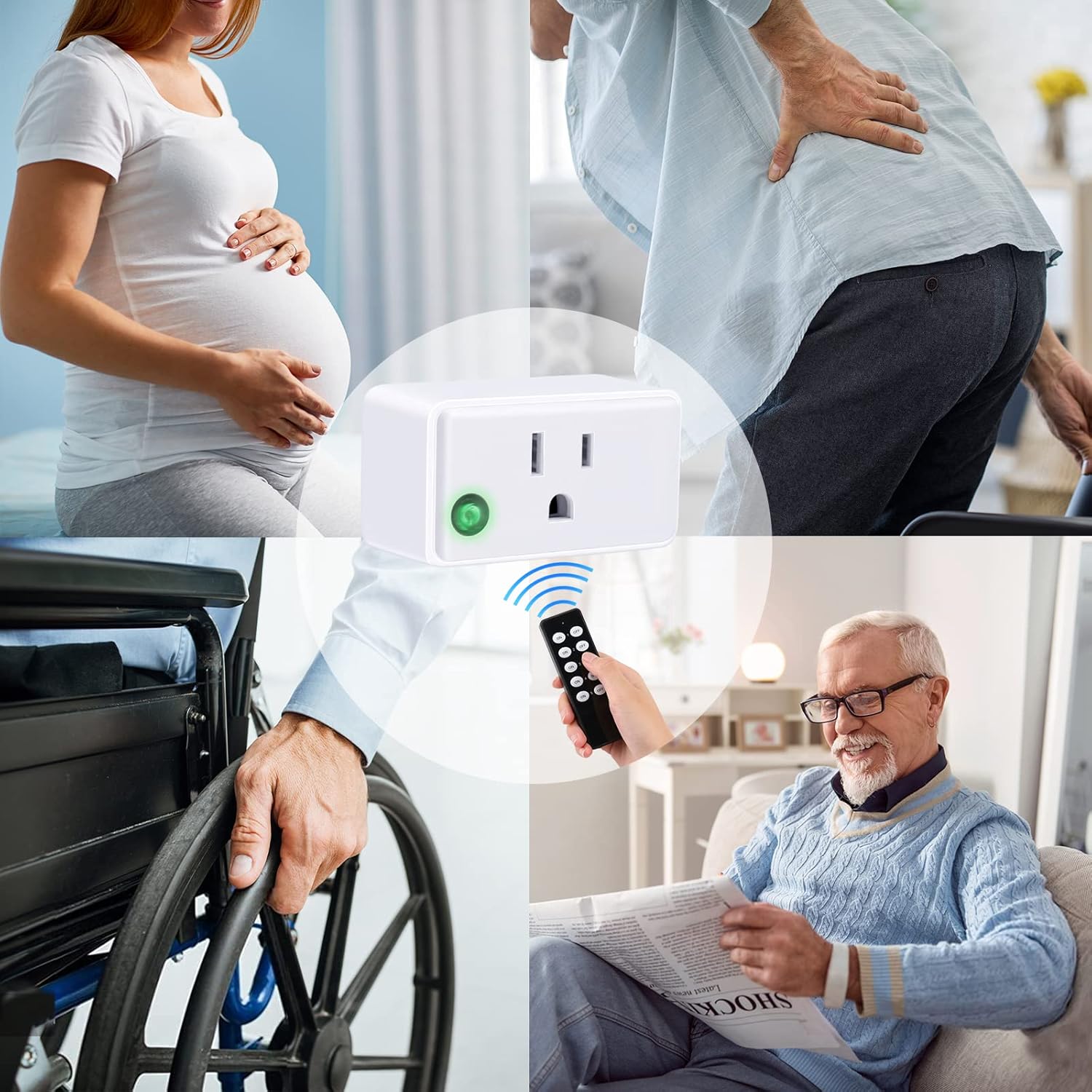 Wireless Remote Control Outlet Plug, Remote Light Switch Kit for Lights, Fans, Small Appliance, Long Range White (5 Outlets + 2 Remotes) 1800W/15A white black (RSL010R/RSL020T-B)
