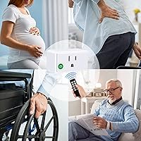 Vista 6 de Wireless Remote Control Outlet Plug, Remote Light Switch Kit for Lights, Fans, Small Appliance, Long Range White (5 Outlets + 2 Remotes) 1800W/15A